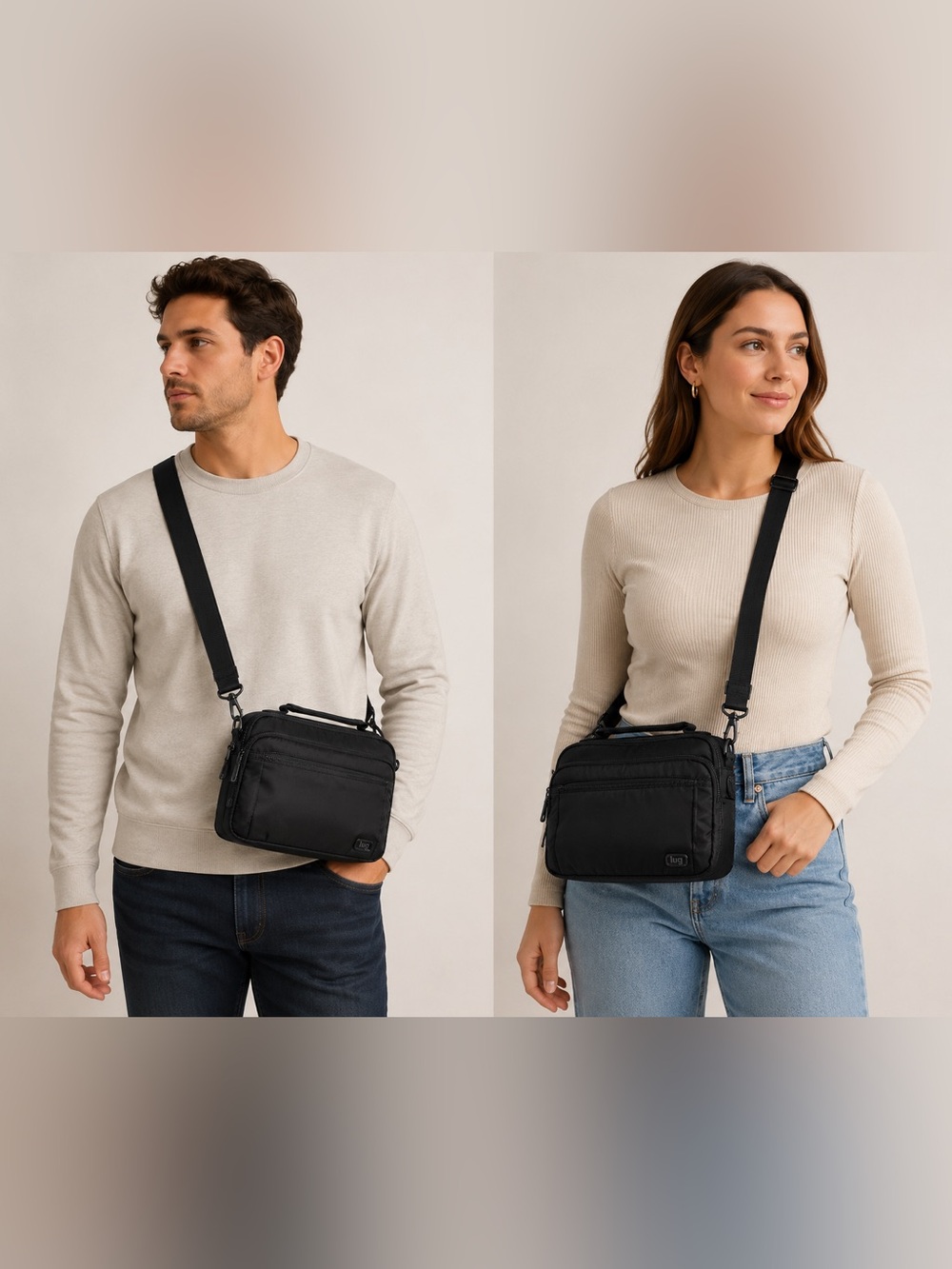 Lug Black unisex Messenger Bag with adjustable strap. - Picture 2 of 8